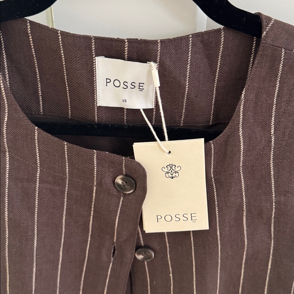 *NWT* Posse Emma Vest in Chocolate & Cream Pinstripe - Picture 5 of 5